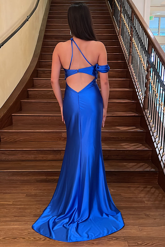 Luna Blue Satin Gown