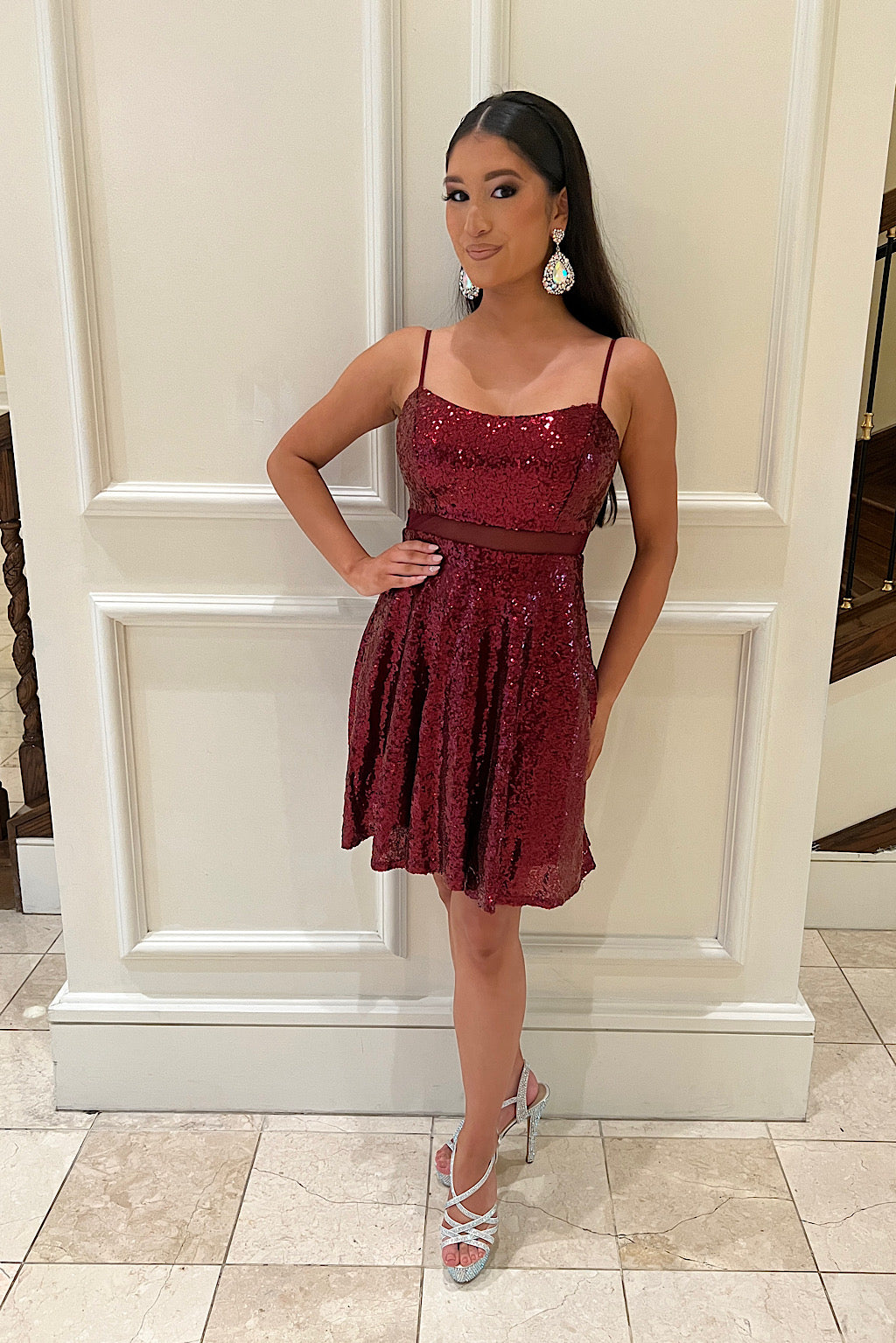 Rose Burgundy Sequin Dress