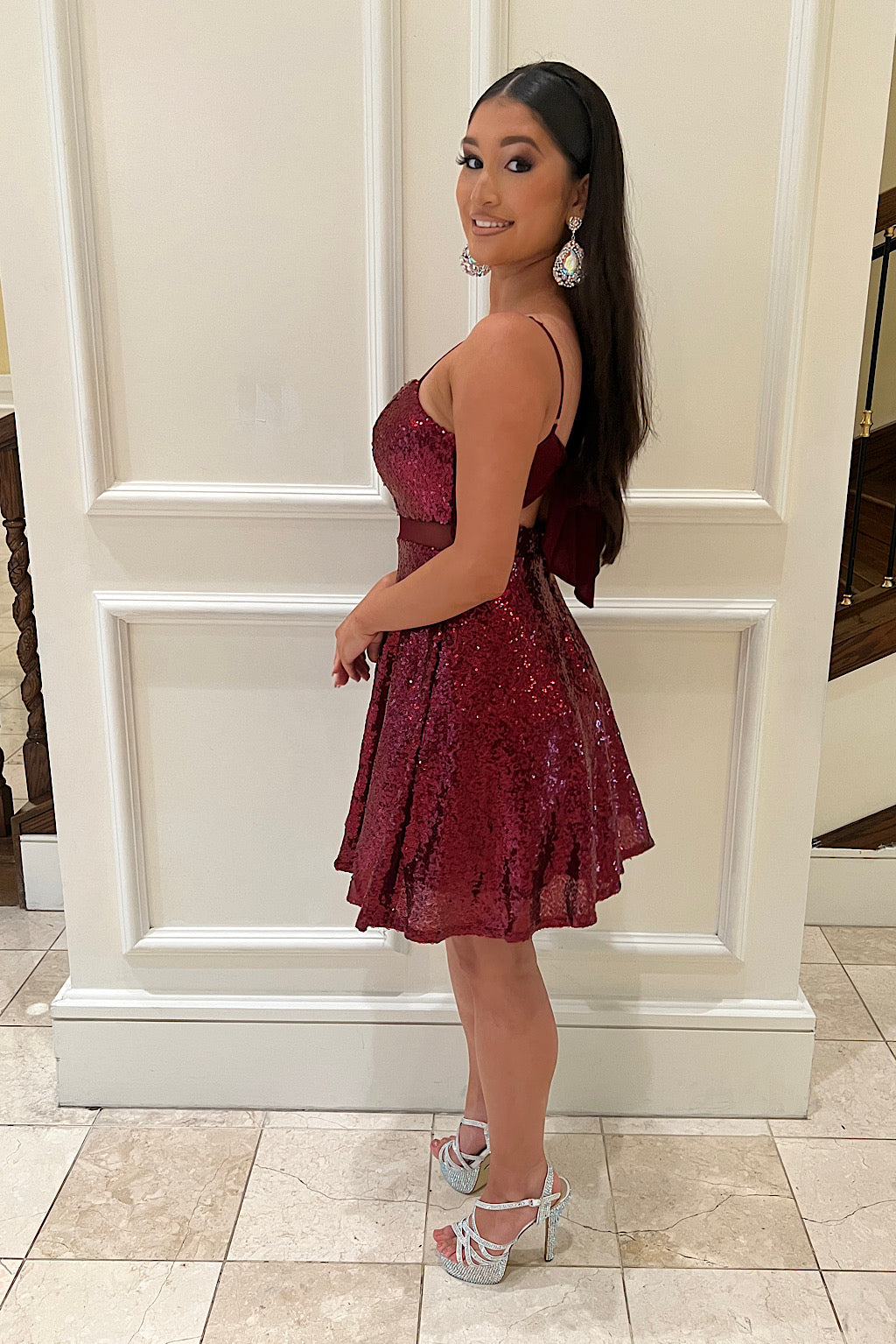 Rose Burgundy Sequin Dress
