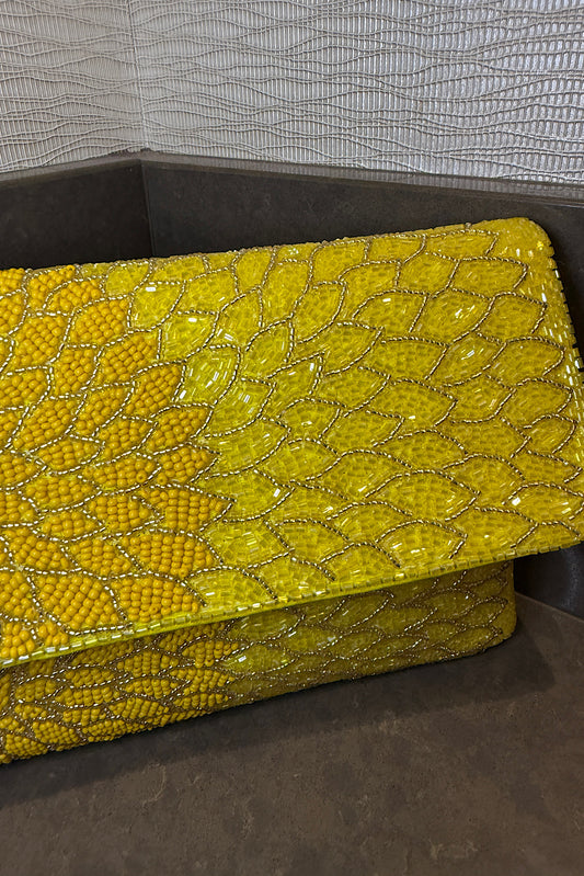 Yellow Queen Beaded Clutch