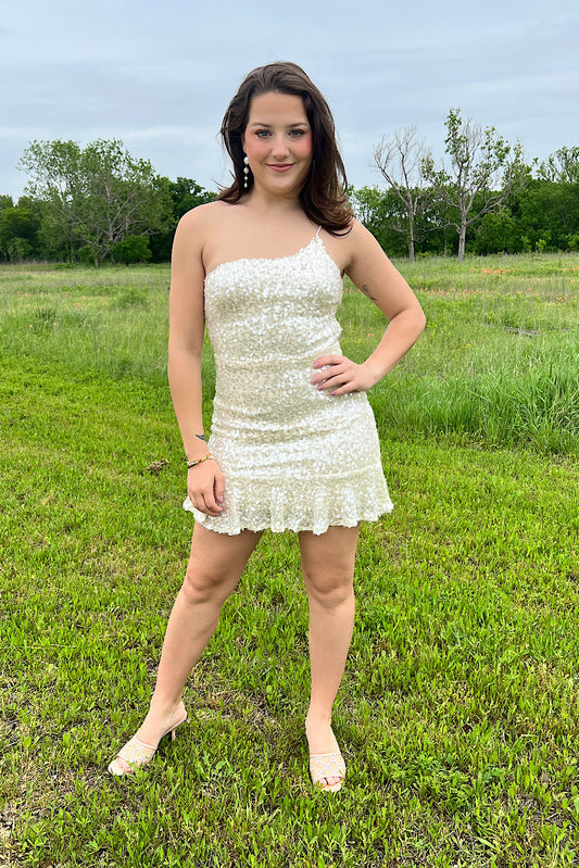Ivory Sequin Party Dress
