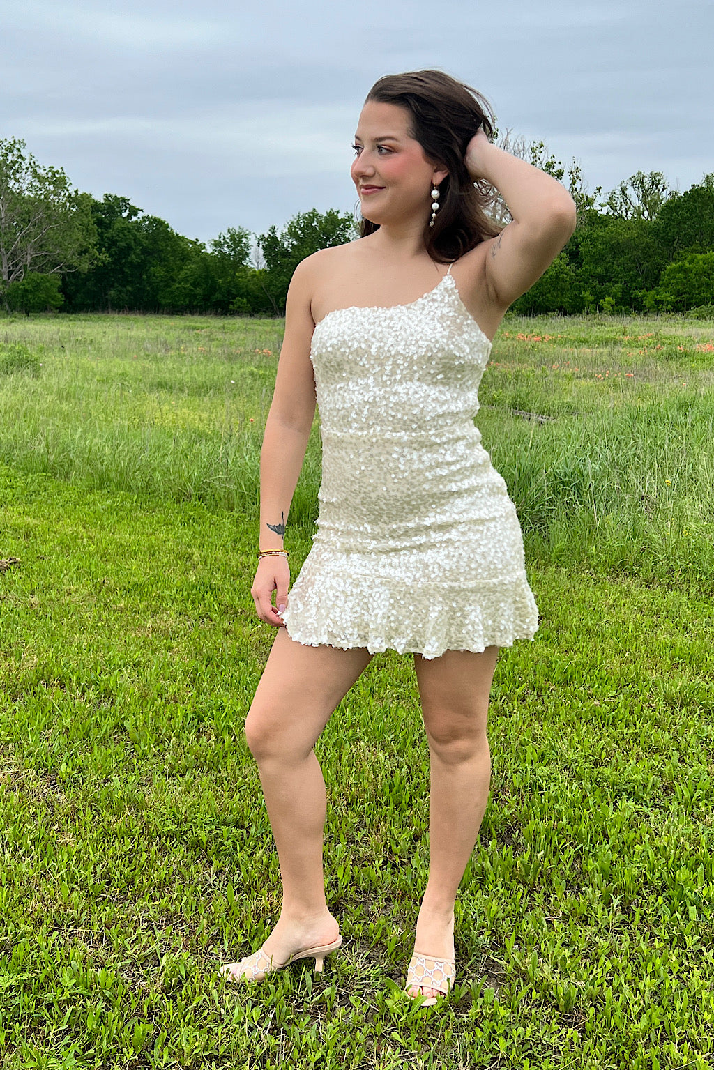 Ivory Sequin Party Dress