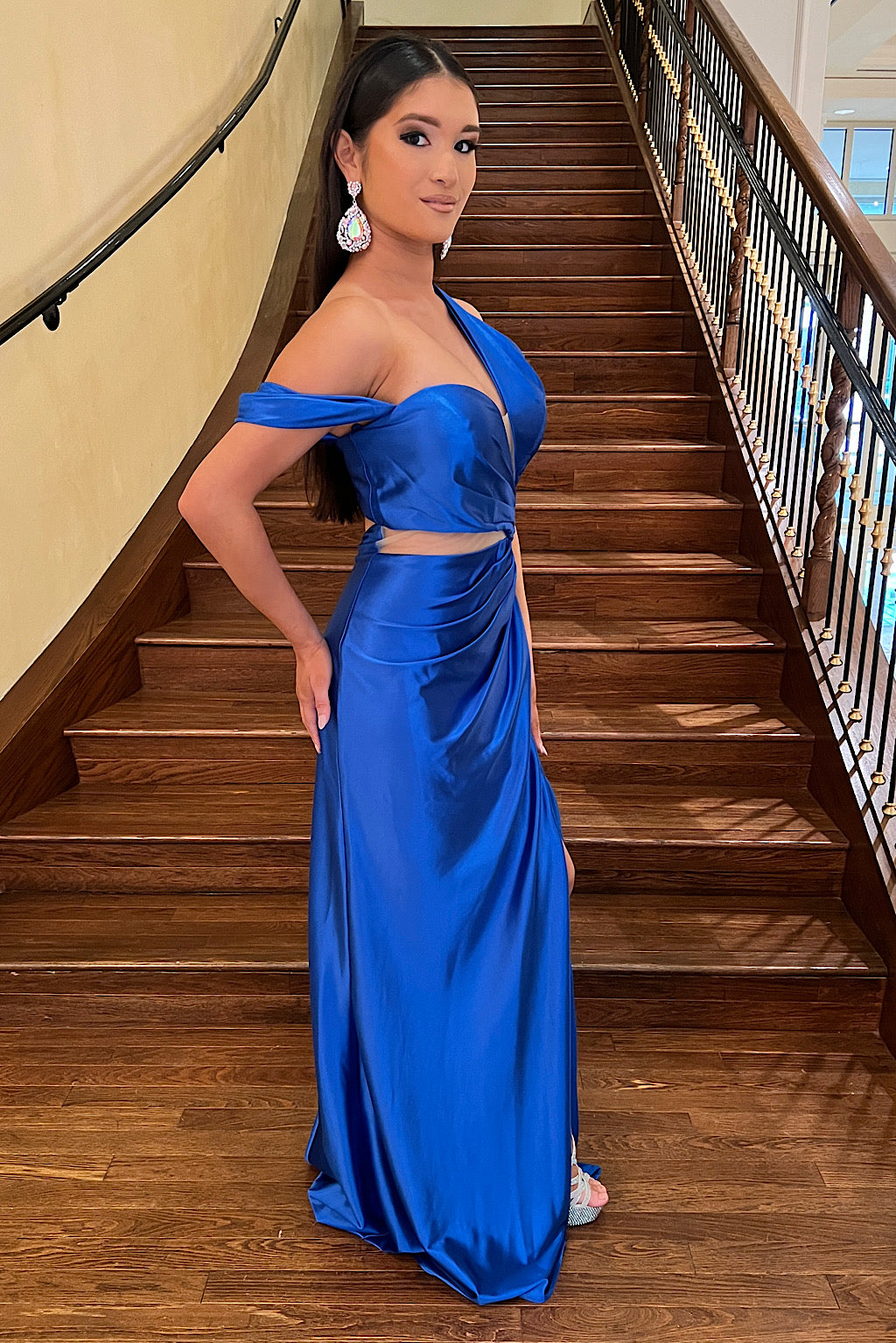 Luna Blue Satin Gown