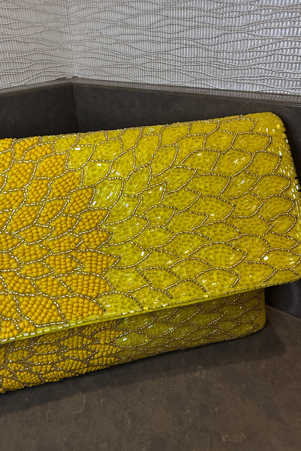 Yellow Queen Beaded Clutch